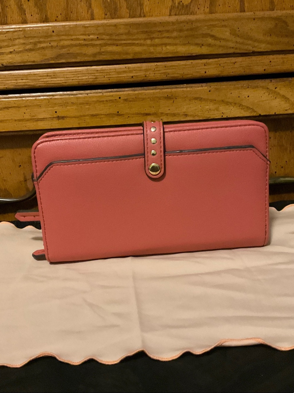 INC International Concepts Pink Zip-Around Wallet with Gold Accents